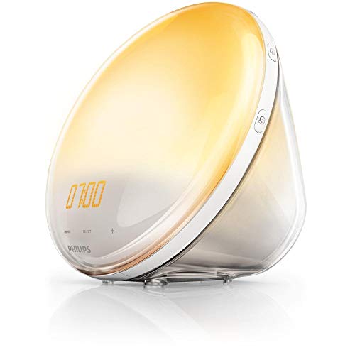 Philips HF3519/01 Wake-up Light (Funzione Alba Solare, Radio FM Digitale, Sveglia con Luce Diurna), Bianco