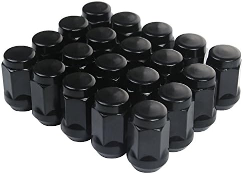 HLZZ SL-N005 20x Carbon Steel Black 12x1.5 Closed End Wheel Lug Nuts 1.39" Tall 19mm Hex Wheel Lug Nuts for Cone Seat