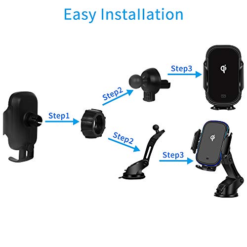 [Fastest Wireless Car Charger]RegeMoudal Wireless Car Charger Mount 15W Qi Fast Charging Auto Clamping Car Mount Air Vent Phone Holder for iPhone 8/8S/X/XS/XR/11 Pro,Samsung S7/S8/S8+/S9/S9+/S10 - Thumbnail 4