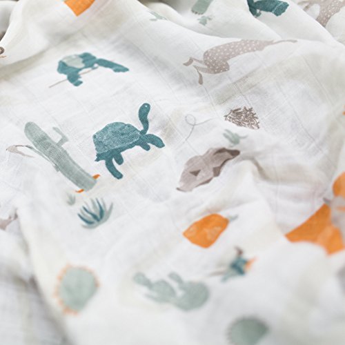 Saranoni Luxury Decorative Muslin Swaddle Baby Blanket (Slow and Steady