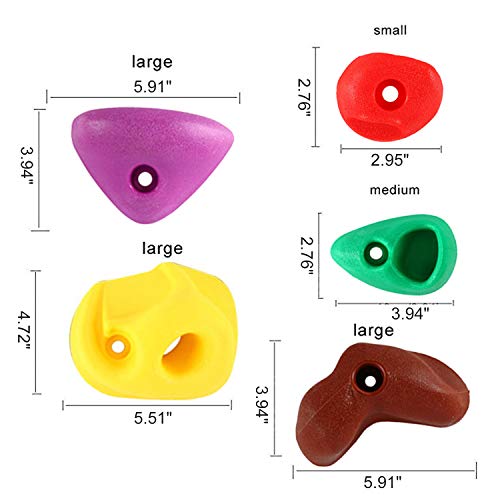 Yaesport 32 Large Kids Rock Climbing Holds - with Mounting Hardware for up to 1" Installation