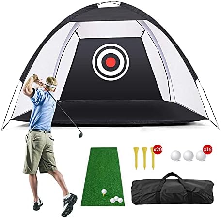 Pomatoy Golf Net 10 X 7 for Backyard Driving with Hitting Grass Mat, High Golf Practice Net, 16 Golf Balls, 20 Golf Tees, in 1 Carry Bag for Adults Indoor and Outdoor Pomatoy Golf Net 10 X 7 for Backyard Driving with Hitting Grass Mat, High Golf Practice Net, 16 Golf Balls, 20 Golf Tees, in 1 Carry Bag for Adults Indoor and Outdoor
