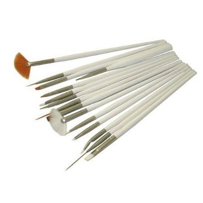 15 Pcs Nail Art Design Painting Polish Brushes Dotting Drawing Pen Manicure Pedicure DIY Tool Set White AOSTEK(TM) - Thumbnail 2