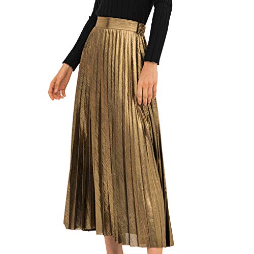 Neu Frauenkleider Glamourose Mode Ebene Plissiert Elegante Taille