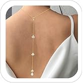 Pearl Backdrop Necklace for Backless Dress Back Necklace Wedding Bridal Rhinestone Pearl Back drop Dainty Chain Body Jewelry