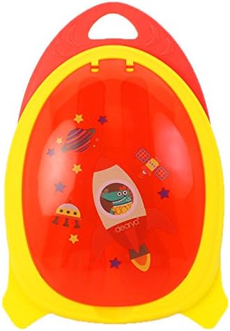 Easy Go Section Bowl with Snap-In Fork &amp; Spoon, Dearya On the Go BPA Free Spacecraft Shape Baby Feeding Bowl 2 Divided Compartments Container with Cutlery and Lid Set, 6M+ 400ml (Red)