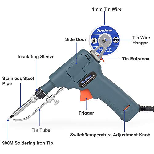 6in1 Soldering Gun Toolour Solder Gun Kit, 60W Temp Adjustable Solder Iron Gun, Automatic Hand