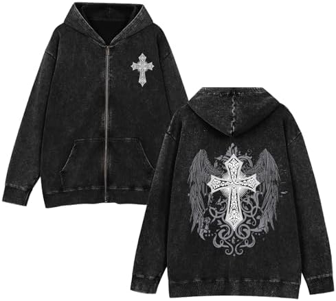 Amazon.com: Obenie Women Men Y2K Zip Up Oversized Hoodie Gothic