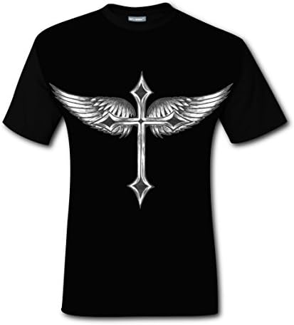 Crucifix 3D Graphic Printed Print Round Neck Short T-shirts for Men Black 3XL