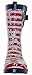 Capelli New York Shiny American Flag Print Ladies Mid-Calf Rubber Rain Boots Navy Combo 10