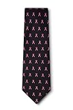 Pink Ribbon For Breast Cancer Awareness Black Microfiber Tie