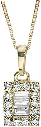 Diamond Necklace 1/5 ct tw Baguette/Round 14K Yellow Gold