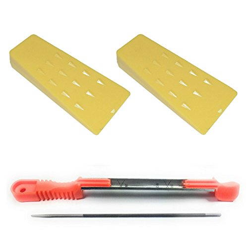 Cataumet Tree Felling Wedge, 2 Pack Set, Size 5.5” IN, Spiked ABS Plastic, Logging Supplies With One Bonus Chainsaw Sharpener File Guide, Size 3/16”