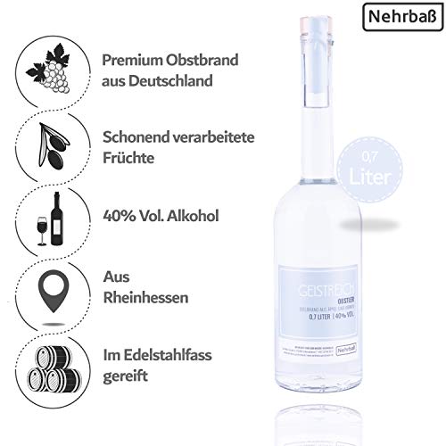 Nehrbaß - 2er Set Obstler aus Äpfeln und Birnen 0,7 Liter - Premium Edelbrand Obstbrand 40% Vol. - Birne & Apfel Schnaps… – Bild 3