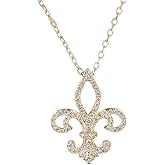 DIAMANTIO Cubic Zirconia Fleur De Lis Pendant Necklace for Women - Elegant Timeless Design, Enhanced Durability and Tarnish Resistance