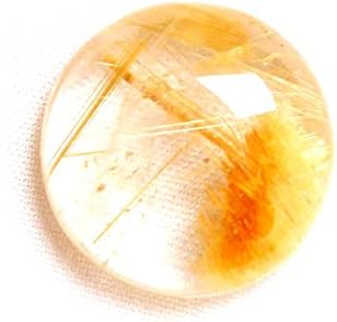 13.20 CT. NATURAL GOLDEN RUTILE QUARTZ 16 MM ROUND CABOCHON LOOSE GEMSTONES