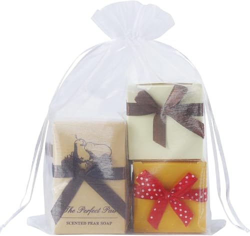 Dahi 50 x Organza Bags 15 x 20 cm White Organza Gift Bags for Weddings, Festivals, Parties, Gifts, Christmas