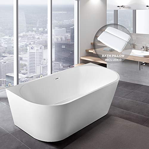 BATH MASTER Freestanding Bathtub Acrylic Contemporary Bathroom Soaking Tub with Chrome Overflow and Drain (59", T38) BATH MASTER Freestanding Bathtub Acrylic Contemporary Bathroom Soaking Tub with Chrome Overflow and Drain (59", T38)
