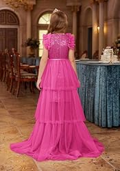 GRACE KARIN Girls Hot Pink Dress Size 8 Sequin