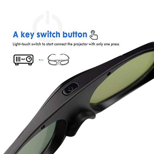 image for DLP LINK 144 Hz Ultra-Clear HD 3D Glasses,Vamvo Active Rechargeable 3D