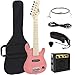Best Choice Products 30in Kids 6-String Electric Guitar Beginner Starter Kit w/ 5W Amplifier, Strap, Case, Strings, Picks - Pink