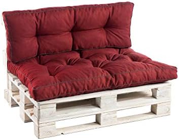 gutekissen Euro Pallet Cushions Furniture, Garden pillows, Rattan, Seat pad, Back pad PPK (Decorative Pillow 40x40, Red)