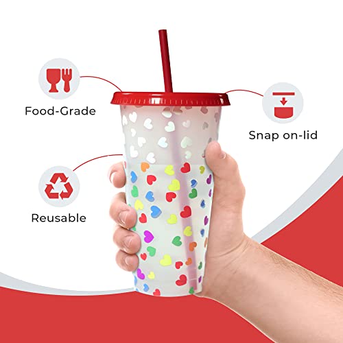 Monadey Color Changing Cups with Lids and Straws 5 Pack 24 oz Plastic