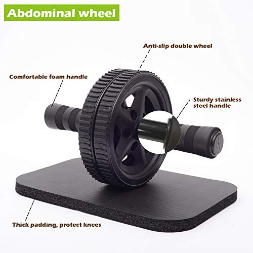 Benificer 4in1 AB Wheel Roller Kit with Push Up Bars, Jump Rope and Knee Pad Perfect