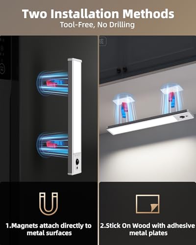 EZVALO 5-Pack Under Cabinet Lighting, 2400mAh Motion Sensor Light, Closet Lights Wireless, Dimmable, Timer, Magnetic, with Remote Control for Kitchen, Pantry, Stairs