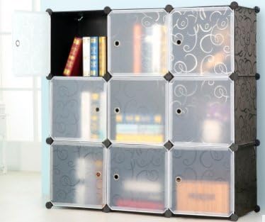 VuHom 3-Tier DIY Storage Cube Organizer Closet Cube Bookcase Cabinet with Door (9 Cubes)