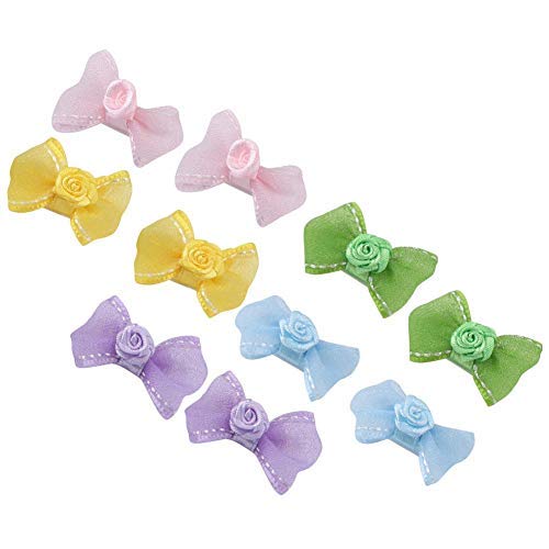 Pet Hair Clip, 10PCS Cute Bowknot Hairpins for Dogs Cats Handmade Small Medium Hair Bows Topknot Accessories for Puppy Kitty Kitten