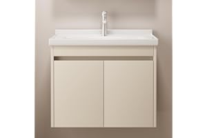 Albriya 24" Bathroom Vanity with Sink Combo Set,Wall Mounted Bathroom Vanity with White Ceramic Basin,Two Soft Close Cabinet Doors, Solid Wood,Including faucets,Khaki