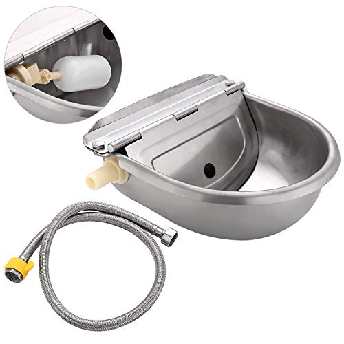 CPROSP Animal Drinking Bowl Automatic Water Feeder Bowl with Pipe Hose Stainless Steel Pet Supplies - Thumbnail 7