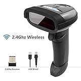 NETUM Wireless Barcode Scanner 2.4GHz Handheld Cordless Bar-Code Reader USB Rechargeable Wireless/Wired for Laptop Computer POS System NT-1698W