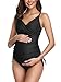 Solid Women's Maternity Swimsuit Retro Plum Wrap Front Tankini