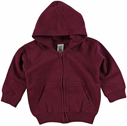 Kiddy Kats Baby Hooded Sweatshirt Cotton Full Zipper Infant Hoodie with Kangaroo Muff Pockets Maroon, 12 Months