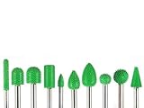 10 Pieces 1/4 inch Shank, Ball Nose, Cylinder, Flam Nose, Sphere, Taper, Coarse Grit, Die Grinder Router - End Mill & Carbide Burr set by Saburr Tooth - Rotary, Shank, Wood, Power carving tools