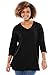 Woman Within Plus Size Perfect Three-Quarter Sleeve V-Neck Tunic - 2X, Black