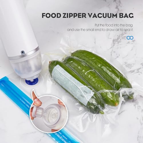Vacuum Sealer for Sealing Food, Handheld Vacuum Pump Comes with 15 Small Vacuum Seal Bags for Clothing,Travel Vacuum Storage Bags with Electric Pump Suitable for Food, Baby Clothes and Toiletries