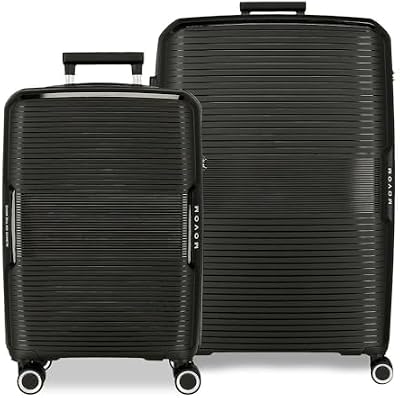 Joumma Bags - Valigetta rigida in ABS, varie misure, colore: nero, verde, rosso, grigio, poliestere, Nero, taglia unica, Set di 2 valigie