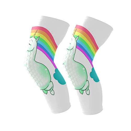 Knee Sleeve Pin Cute Unicorn Full Leg Brace Compression Long Sleeves Pant Running, Jogging, Sports, Crossfit, Basketball, Joint Pain Relief, Men and Women 1 Pair
