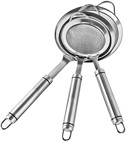 Stainless Steel 3 Piece Kitchen Mesh Sieve/Strainer Set (9.5,12 & 14cm)