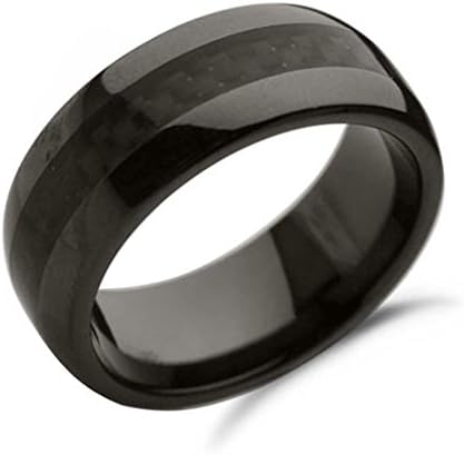 Black Carbon Fiber Inlay Ceramic Ring Size 11