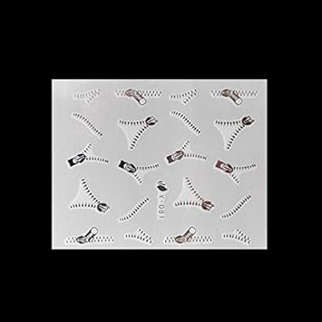 Amazon Com Stickers Decals Gold Silver Zip Nail Stickers Beauty