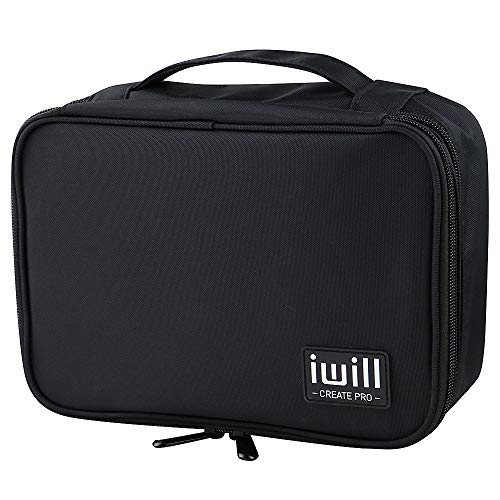 Waterproof 2 Layer Electronic Accessories Organizer Case, Travel Gadget Bag for Cables, USB Flash Drive, Powerbank, Earphone, Hard Disk etc, Multi-Size Zipper Mesh Pouches, Adjustable divider, Black