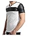 LE3NO Mens Premium Edgy Faux Leather Slub Raglan Short Sleeve T Shirt