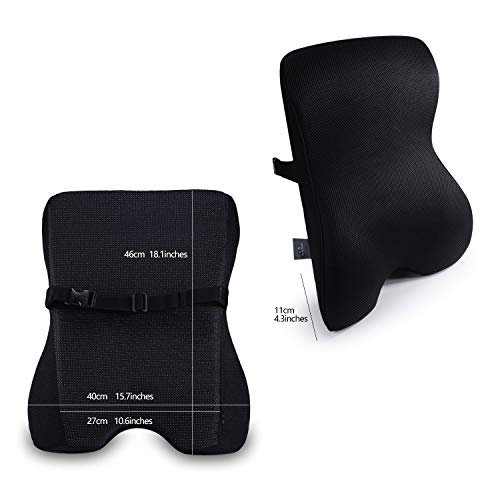 Dreamer Car Supportive Memory Foam Full Back Cushion Car Back Support for Office Chair, Chair Cushion with 3D Mesh Cover Balanced Softness Designed to Relieve Sciatica Pain,Black