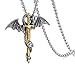 Xusamss Punk Titanium Steel Dragon Sword Wing Pendant Necklaces