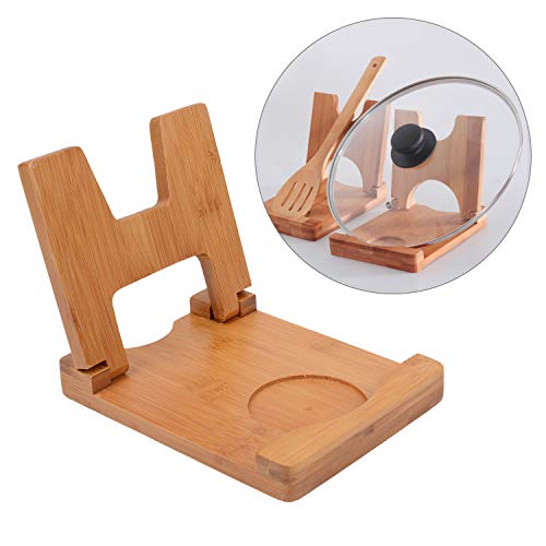 Sulimy Pot Lids Holder Bamboo Pan Lids Holder Foldable Lid Shelf