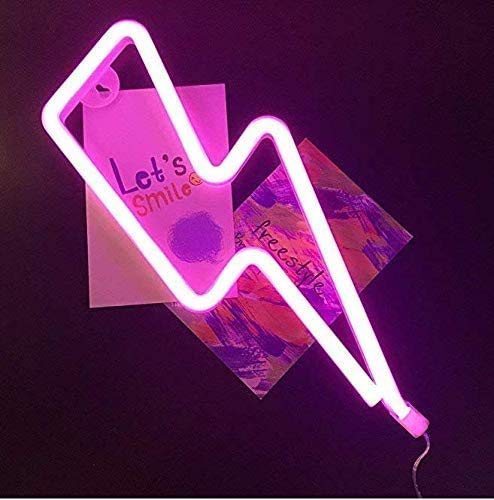 MOCARE Lightning Bolt Neon Signs, LED Lightning Decor Light Neon Sign,Wall Decor for Home,Birthday Party,Kids Room, Living Room,Wedding Party Decoration,Pink